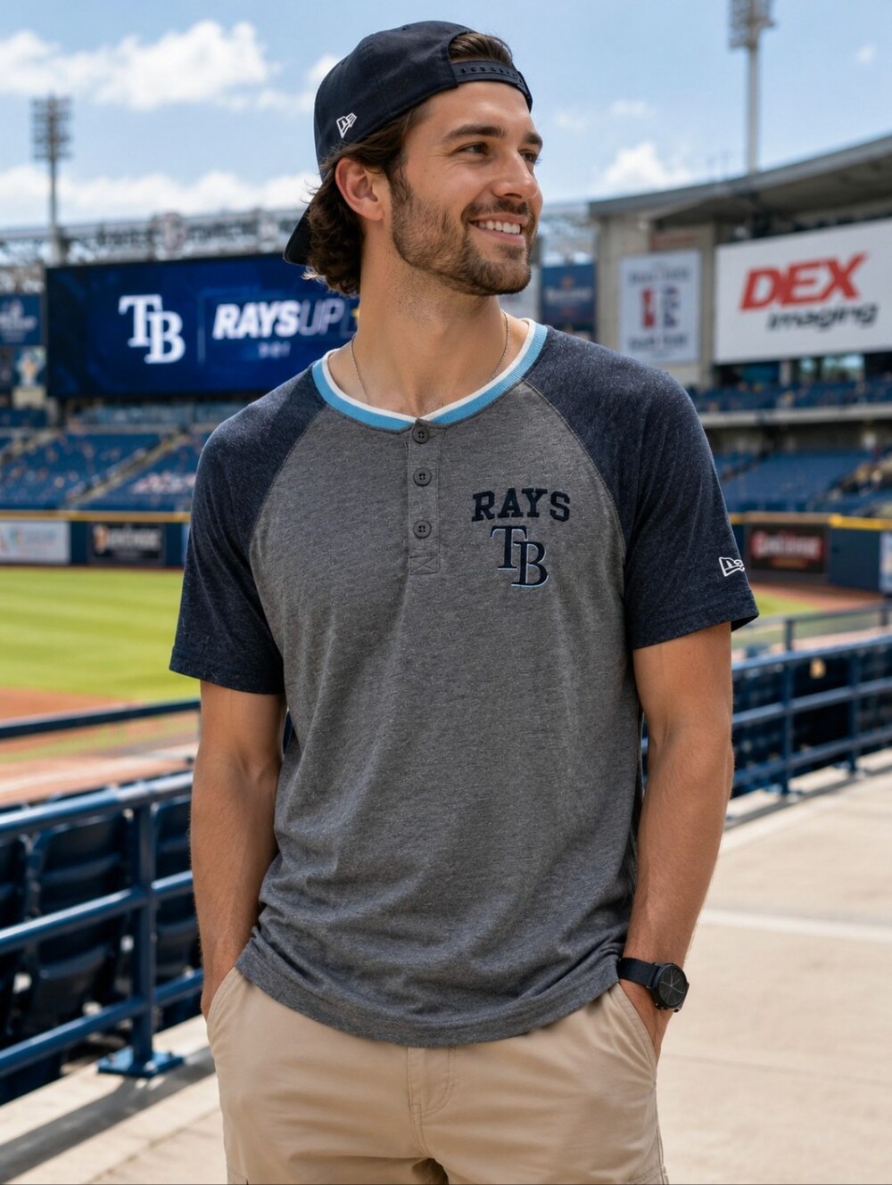 New Era Tampa Bay Rays Henley Raglan Tee